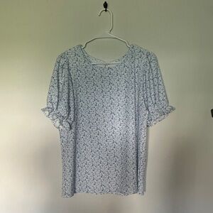 White & Blue Floral Blouse